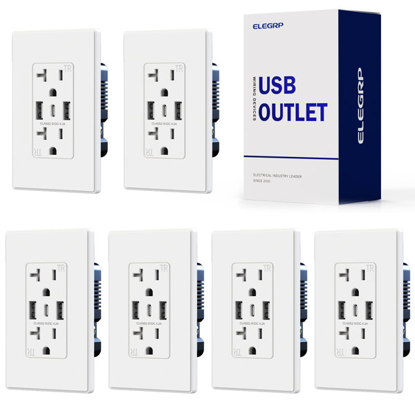 ELEGRP Tamper Resistant Duplex Outlet with USB Port | Wayfair